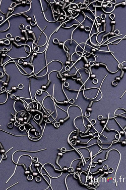 Supports pour boucles d'oreilles - long. 16 mm - noir